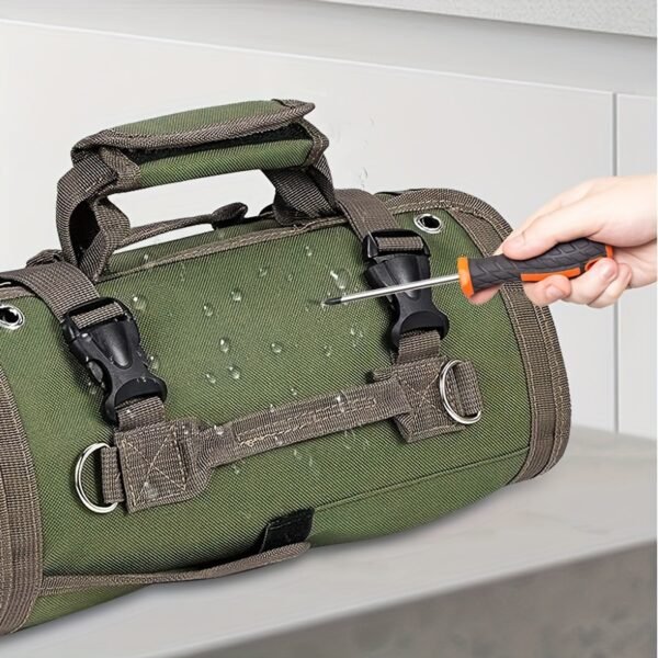 Heavy Duty Roll Up Tool Bag with Detachable Pouches, Portable Tool Organizer for Electricians, Mechanics, and Fathers' Day Gifts - Image 13