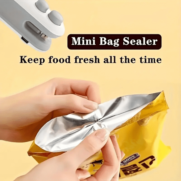 Portable USB Rechargeable Snack Bag Sealer with Cutter – Compact Heat Vacuum Sealer for Fresh Food Storage, 150mAh Lithium Battery, White & Gray Design, Ergonomic Handle for Easy Use, Ideal for Kitchen & On-the-Go Food Preservation, Onthego Sealing | Sleek Design | Durable Plastic, Reusable Food Storage Bags - Image 4