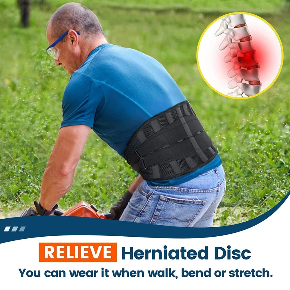 Lower Back Brace with 6 Stays Anti-skid Orthopedic Lumbar Support with Pad Breathable Waist Support Belt for Gym Pain Relief - Image 5