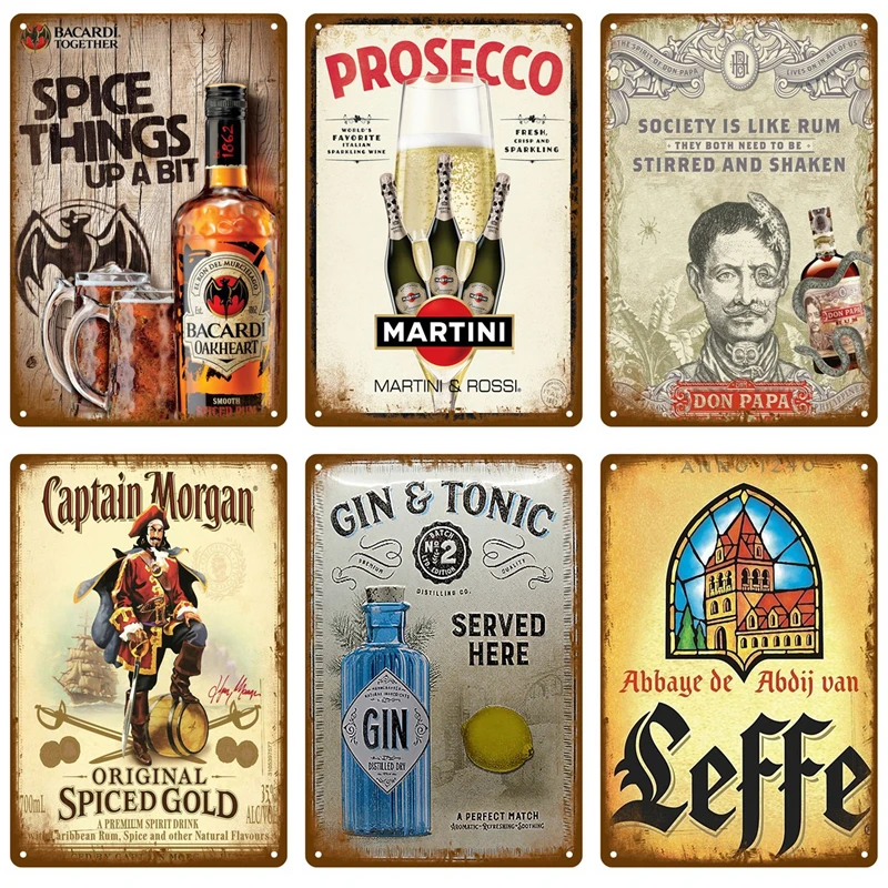 Beer Metal Sign Funny Poster Home Decor For Bar Pub Club Man Cave Tin Sign Rum Brand Vintage Wall Decoration Art Plate Mural