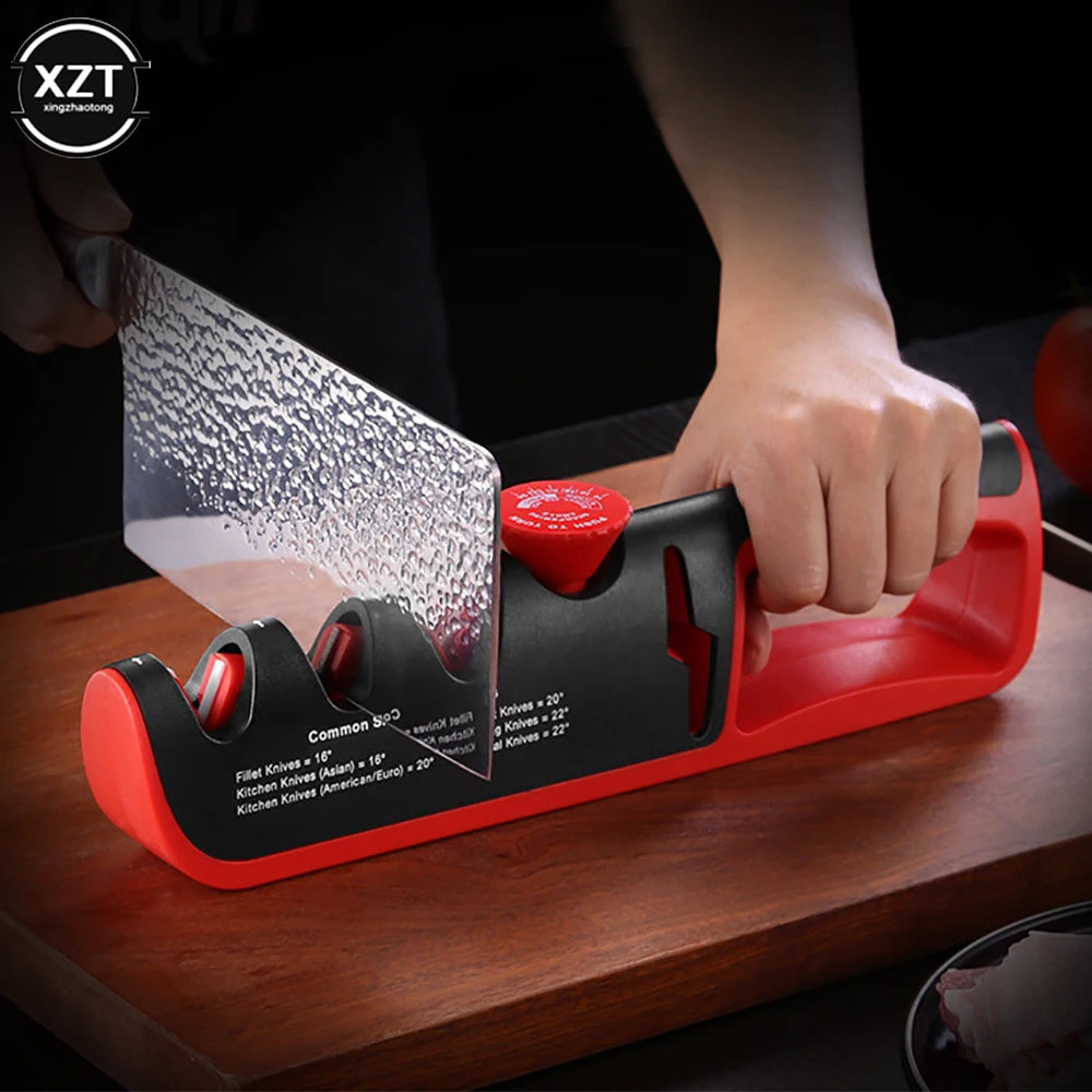 1Pc Black/Red Stainless Steel Kitchen Facilitative Sharpener Tool Angle Adjustable Five In One Knife Sharpener Professional