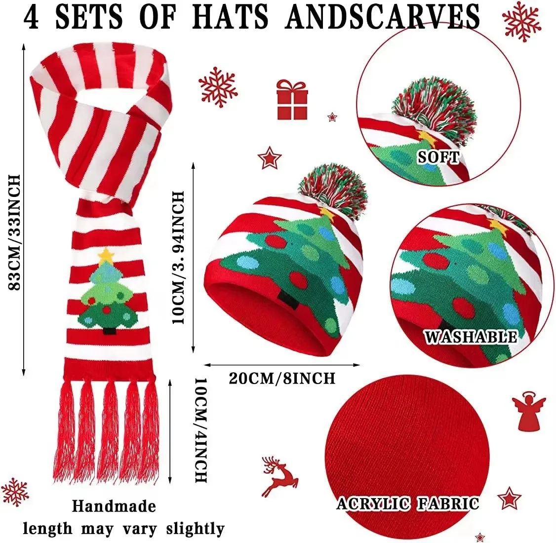 2025 Cute Color 6 LED Christmas Hat And Scarf Leds Flashing Winter Warm Yarn Knitted Cap Christmas Gift For Xmas Party Decor - Image 5