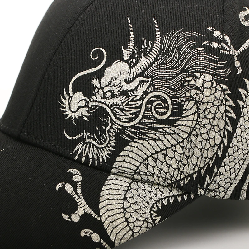 Chinese Style Dragon Pattern Baseball Hat for Men and Women Versatile National Tide Cap Hip Hop Hip Hop Skateboarding Cool