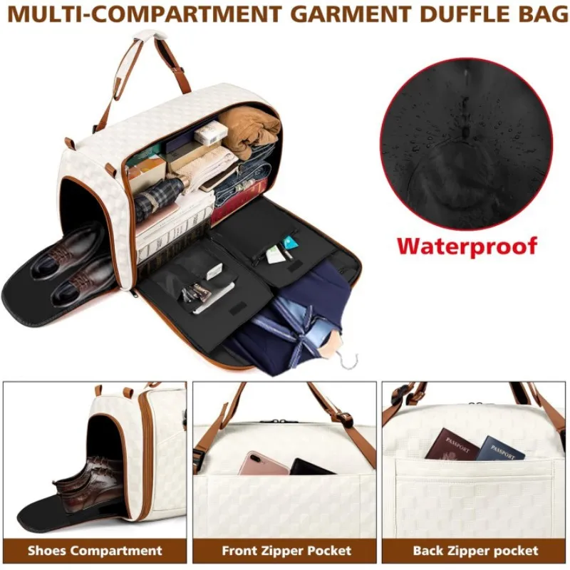 Convertible Garment Bags for Travel 4 in 1 Large Carry on Garment Duffle Bag with Backpack Straps Shoes Compartment for Camping