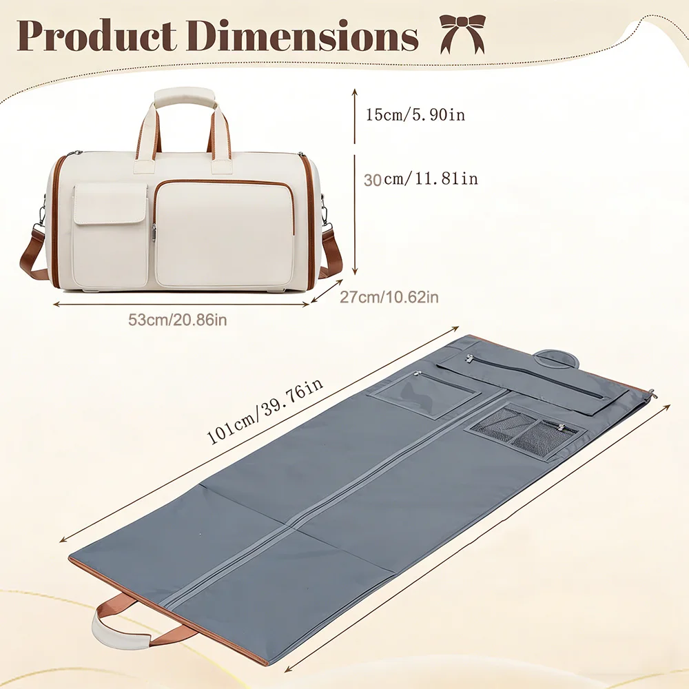 Garment Duffle Bags for Travel Women 3 in 1 Convertible Travel Bag Carry On Luggage Weekender Bag for Wrinkle-Free Business Trip - Image 3