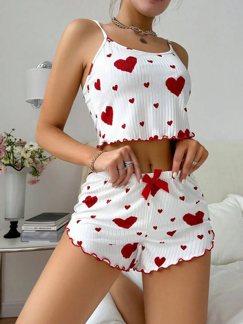 2 Pieces Set Women'S Pajama Shorts Suit Homewear Print Underwear Pijama Sexy Lingerie Camisoles Tanks Nighty Ladies Sleepwear - Image 6