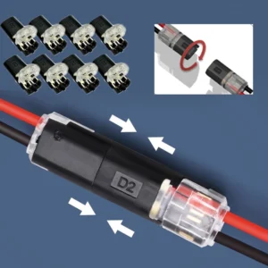 20 Pcs LED Wire Connectors Double-Wire Plug-in Connector with Locking Buckle-Pluggable 2 Pin 2 Way Electrical Wire Connector