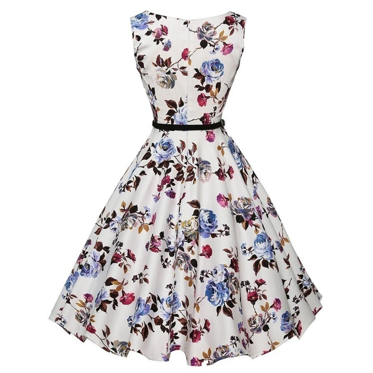 Summer Vestidos Dress Clothing Floral Robe Retro Swing Casual Vintage Rockabilly Dresses hover