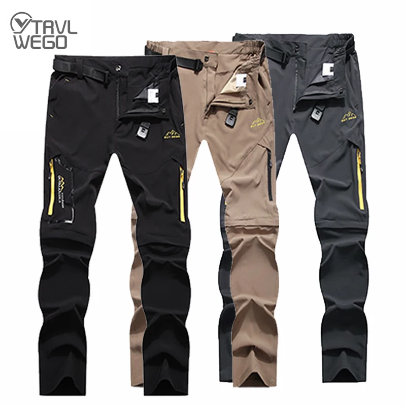 TRVLWEGO Men’s Camping Hiking Pants Trekking High Stretch Summer Thin Waterproof Quick Dry UV-Proof Outdoor Travel Trousers