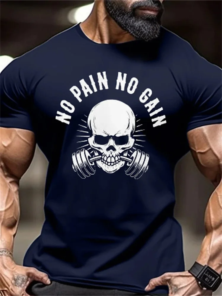 New Men’s Fitness T-Shirt Fierce Gym Sports Short-Sleeved Top Quick-Dry Round Neck T-Shirt Fitness Competition Training Clothes