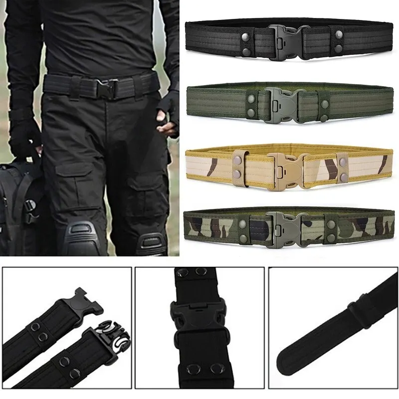 Men’s Belt Outdoor Camouflage Tactical Belt Oxford Cloth Belt Mountaineering Belt Nylon Wide Waist Belt Work Belt Neutral Belts hover